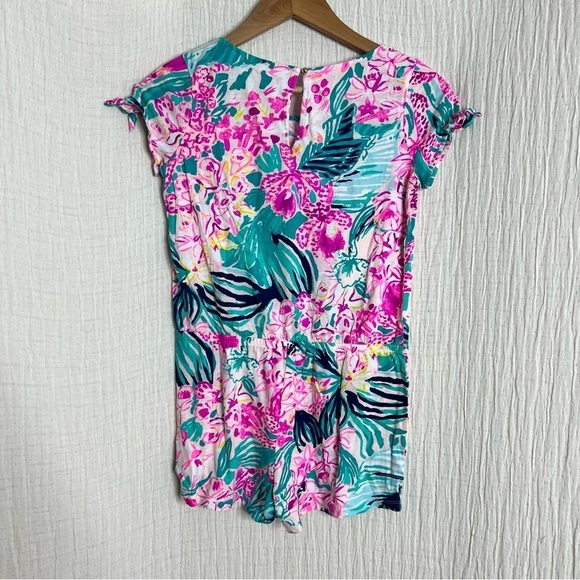 Lilly Pulitzer Tropical Floral Cotton Romper size XL 12-14 - Picture 3 of 5
